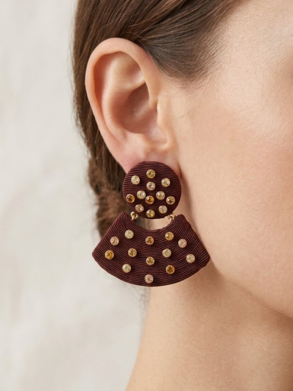 NEW Tuckernuck Brown Gemstone Meritt Earrings Beaded Statement Drop Embellished